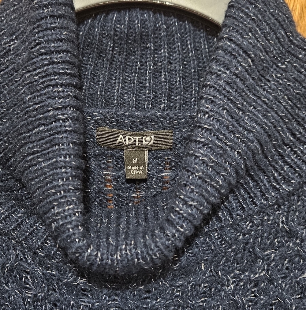 Apt.9 High Neck Sweater Dress with Lurex, Night Magic Color Size M - Picture 5 of 12